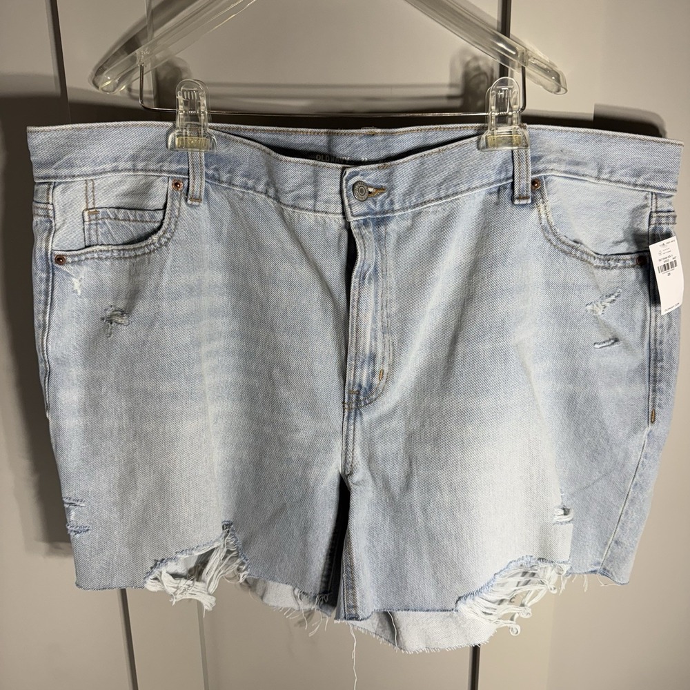 Old Navy Slouchy Straight Denim Shorts Womens Size 22 High Rise Distressed NEW